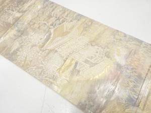 寺院風景模様織り出し　袋帯